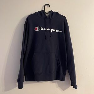 Navy Champion Logo Hoodie